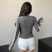 Voya Women's Two-piece T-shirt For Autumn And Winter, Slim Fit And Slimming, Contrasting Color Ribbon Short Contrasting Color Top_ecoleips.com
