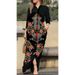 Women's Casual Long Dress Printed Lapel Button Detail Style Fashion Wish_ecoleips.com