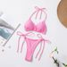 Women's Fashion Bikini Swimsuit American Style Solid Color Tie Up Sexy Hot Girl_ecoleips.com
