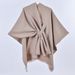 K New Women's Warm Cloak Simple Double-sided Solid Color Split Outerwear Shawl_ecoleips.com