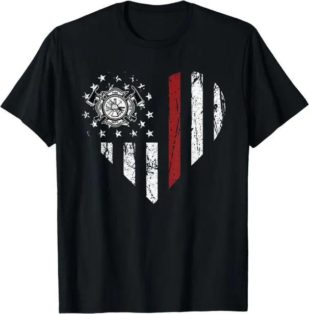 Women's T-Shirts Heart Firefighter EMT Department Vintage Fireman Men Women T-Shirt_ecoleips.com