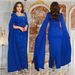 Fashion Women's Clothing Back Slit Cape Sleeve Hot Diamond Elegant Dress_ecoleips.com