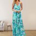 Women Bohemian Maxi Dress Lightweight Chiffon Fabric With Spaghetti Straps & Vibrant Multi‑Color Print_ecoleips.com