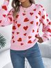 Women's Clothing Casual Color Blocked Heart Lantern Sleeve Pullover Sweater Spring/Autumn Winter Acrylic Regular Thickness England Style Fashion_ecoleips.com
