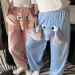 Elephant Pajama Pants Cozy Cartoon Elephant Pattern Pajama Pants For Women Men Wide Leg Lounge Bottoms Couples Pants Sleepwear_ecoleips.com