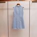 Mist Blue Sequin Vest Dress - Diamond Hollow Sexy Round Neck Early Spring Style _ecoleips.com