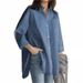 Verve 2025 Women's Summer Solid Color Long Sleeve Turn-down Collar Irregular New Style Shirt_ecoleips.com