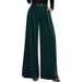 High-Waisted Wide Leg Dress Pants - Flowy Polyester Office Trousers With Pockets For Women (Black/Grey/Beige/Caramel/Pink/Navy, S-XXL)_ecoleips.com