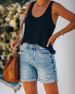 Women's Clothing Casual Washed Denim Shorts Straight Leg Pants Torn Hole Design Polyester Fiber Shorts_ecoleips.com