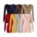 Women’s Stretch Long-Sleeve Jumpsuit Shorts – Round Neck Button-Up Romper | Slim Fit Casual One-Piece With Comfortable Elastic Waist_ecoleips.com