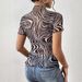 2026 Europan And Amrican Msh Printd Stripd Ruffld Short-Slv T-Shirt Slimming Top For Womn With An Elgant_ecoleips.com