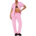 Women's Striped Collar Pajamas Set Autumn Fashionable Home Wear Short Sleeve High Waisted Pants_ecoleips.com