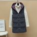 Women's Clothing Vest Solid Color Loose Long Hooded Vest Waistcoat Down Cotton Vest Jacket_ecoleips.com