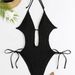Women's Clothing Swimsuit One Piece Hollow Strap Backless Swimsuit Solid Color Bikini Spot_ecoleips.com