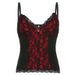 Dark Gothic Style Lace Patchwork Color-Block V-Neck Camisole Sexy Niche Waist-Slimming Outerwear Tank Top_ecoleips.com