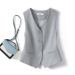 Women's Clothing Suit small vest gray vest women's jacket 2023 new outerwear tops short small sleeveless vest_ecoleips.com