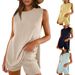 Women's Knit Sleeveless Top And Shorts Set Summer Casual Ribbed Two Piece Outfit Stretchy Comfort Lounge Wear_ecoleips.com
