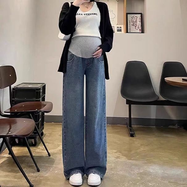 Women's Clothing Maternity Jeans For Pregnant Women - Stretchy Denim Pants With Belly Support, Loose Fit, High Waist, Straight Leg & Wide Leg Options_ecoleips.com