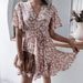 Clearance Sale: Summer European And American Casual Short-Sleeve V-Neck Floral Ruffle Pleated Dress -_ecoleips.com
