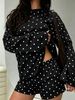 Women’s Polka Dot 2 Piece Set Long Sleeve Top Elastic Waist Shorts Matching Outfit Casual Lounge Wear Summer Homewear Set_ecoleips.com