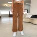 Voya 2026 Spring/Summer New Women's European And American Ins Casual High-Waisted Straight-Leg Corduroy Pants With_ecoleips.com