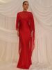 Mozision Cape Sleeves Sexy Maxi Dress Set Women Elegant Summer Loose Cape And Spaghetti Strap Dress Matching Party Dress Set_ecoleips.com