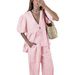 Voya Women's European American Vacation Short-Sleeve T-Shirt And Straight-Leg Pants Set Women's Clothing 2026_ecoleips.com