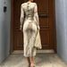 Women's Elegant Long Dress Early Spring Fashion Mesh Print Design Waist Cinching Hip Hugging Skirt_ecoleips.com