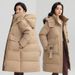 Women's Winter Long Puffer Coat With Hood, Oversized Fit, Thickened Down Alternative, Multiple Pockets, Knee-length Warm Jacket_ecoleips.com