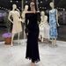 Women's Clothing Women's Long Dress Off Shoulder Lace Long Sleeve Sexy Evening Dress For Formal & Casual For Women_ecoleips.com