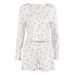 Cross-Border Knitted Printed Comfortable Long Sleeve Shorts Lace Trim Pajama Set European And American Autumn New_ecoleips.com