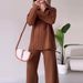 Women's Clothing autumn new solid color polo collar line pattern slim lazy style suit for women_ecoleips.com