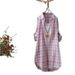 Long-Sleeved Checkered Shirt For Women, Mid-Length, Stylish And Slimming, Loose-Fitting Cardigan, Sun-Protective Coat, A_ecoleips.com