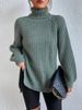K New High Collar Knitted Shirt Medium To Long With Raglan Sleeves, High Collar With Fork, Soft And Comfortable For Women's Wear_ecoleips.com