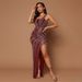 Women's Clothing hip-hugging skirt slanted shoulders sexy see-through hot diamond evening dress _ecoleips.com