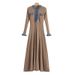 Women's Clothing Spring And Autumn Women's Clothing Temperament Slim Denim Splicing Contrast Color Long Sleeved Dress_ecoleips.com