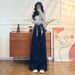 Women's Fleece-lined Flared Jeans 2025 New Model High-waisted Loose Elastic Wide-leg Denim Blue Straight Pants A8573_ecoleips.com