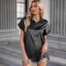 2026 Color-Dyed Silk Short-Sleeve Shirt With Satin Buttons, Casual Loose-Fitting Top_ecoleips.com