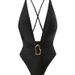 Women's Sexy One Piece Swimsuit Solid Color V Neck Lace Up Design Fashion Bikini For Summer Vacation Polyester Regular Size_ecoleips.com