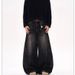 American Retro Washed Black Cat-ear Cutout Jeans For Women, Wide-leg, Loose-fitting, With A Vintage Look_ecoleips.com
