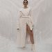 Luxury Faux Fur Coat For Women - Long Winter Trench With Notched Lapel & Plush Rabbit Fur Collar (Ivory/Beige)_ecoleips.com
