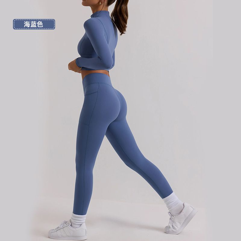 Women's Clothing New Long Sleeved Tops Yoga Suits Fitness High End Sportswear Suits Women's Two Piece Fitness Suits_ecoleips.com