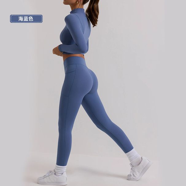 Women's Clothing New Long Sleeved Tops Yoga Suits Fitness High End Sportswear Suits Women's Two Piece Fitness Suits_ecoleips.com