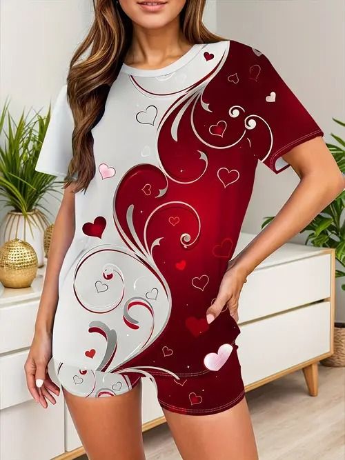 Women's Clothing Casual Fashion Trend Short Sleeved Round Neck Shorts Suit_ecoleips.com