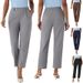 Women's Clothing Women's High Waist Side Pocket Nine Point Pants Business Casual Yoga Pants_ecoleips.com