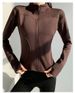 Women's Fleece-Lined Zip-Up Hoodie - Slim Fit Long Sleeve Pullover For Winter Sports & Cycling (Black, White, Gray, Green, Brown)_ecoleips.com