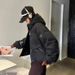 "Unisex Cropped Puffer Jacket With 3D Letter Embroidery - 55% White Duck Down Oversized Streetwear Coat (One Size Fits Most, 6 Colors)"_ecoleips.com