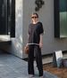 K New Style Temperament Color-blocking Long-sleeved Sweater With High Waist Slim-fit Wide-leg Pants_ecoleips.com