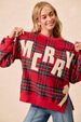Women's Clothing Christmas Bow Embroidered Side Slit Pullover Sweatshirt - Cozy Casual Long Sleeve Collar Top (White Pink, White Red, Red)_ecoleips.com