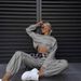 Streetwear Letter Print Tracksuit Set For Women - Long Sleeve Hoodie & Joggers (S-XL, White/Grey/Black, 95% Polyester Lightweight Fabric)_ecoleips.com